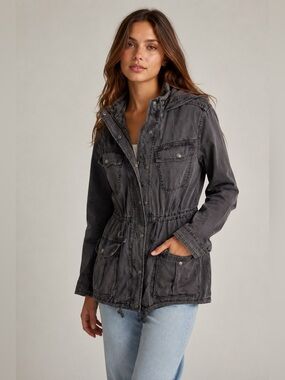 Talula Aritzia XXS Charcoal Utility Anorak Jacket Hooded